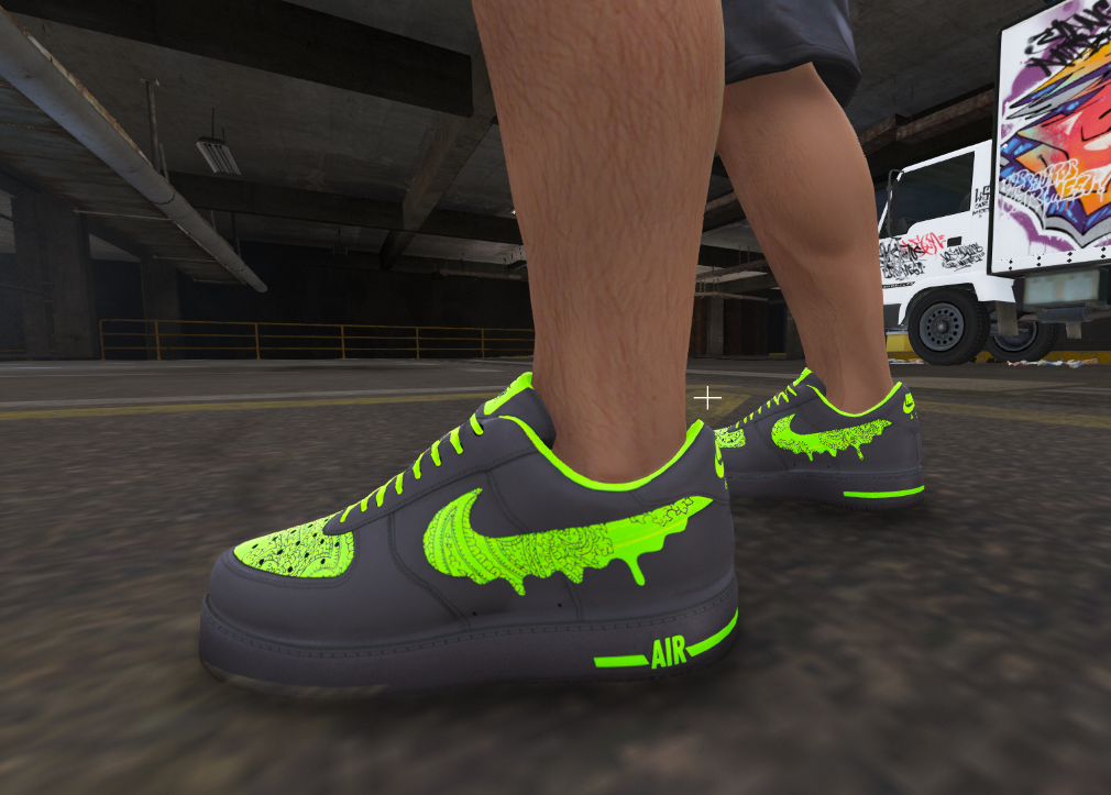 Air Force 1 Slime Green and Black Customs for Franklin - GTA5-Mods.com