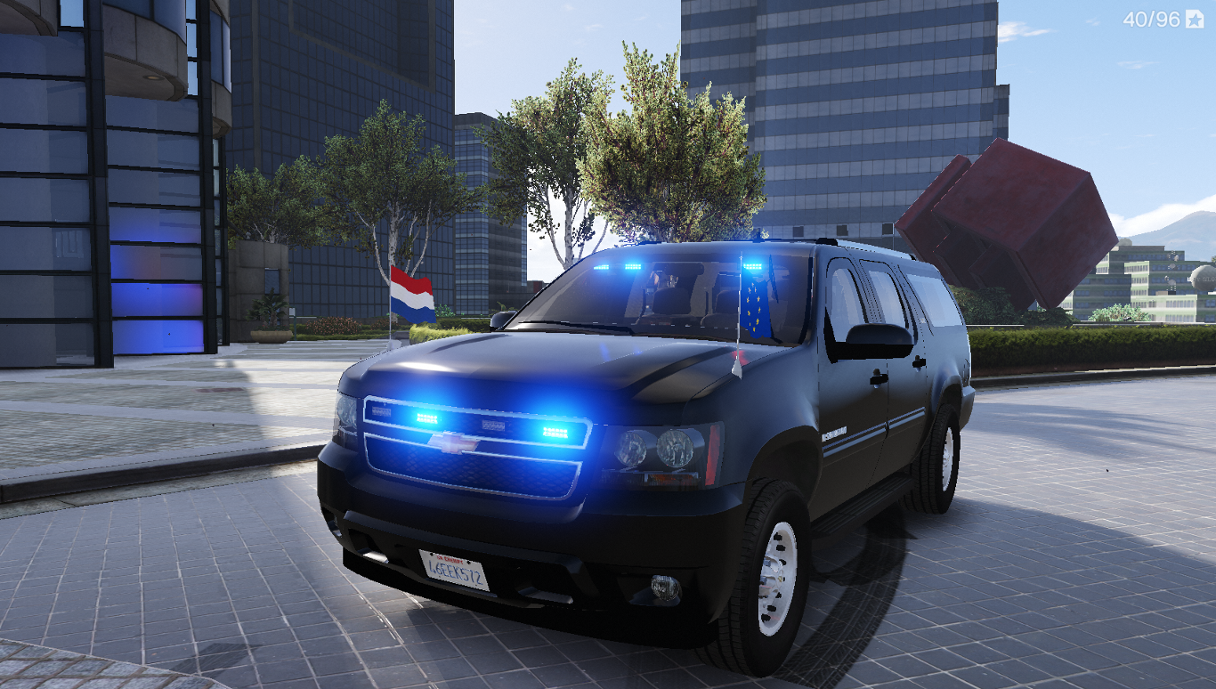 Armored Chevrolet Suburban skin (all blue lights / European Union flags ...