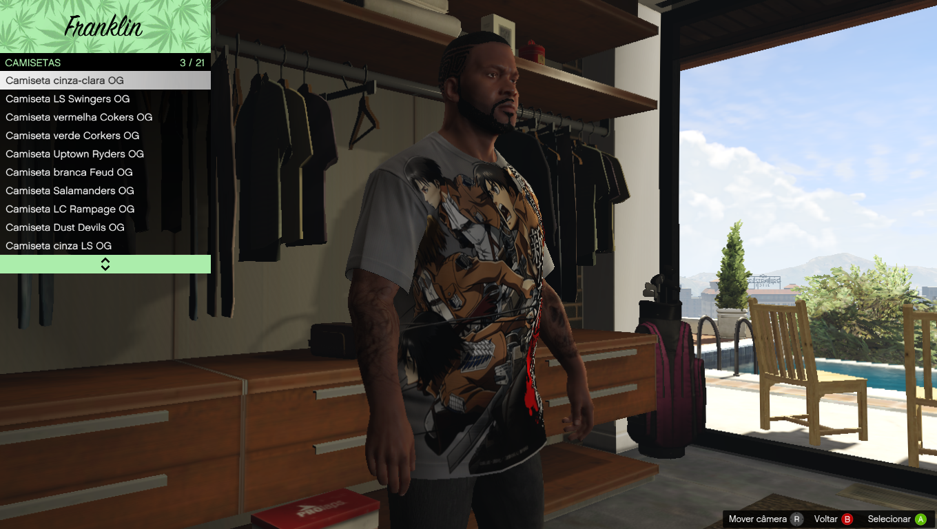 Attack On Titan T Shirt For Franklin Gta5 Mods Com