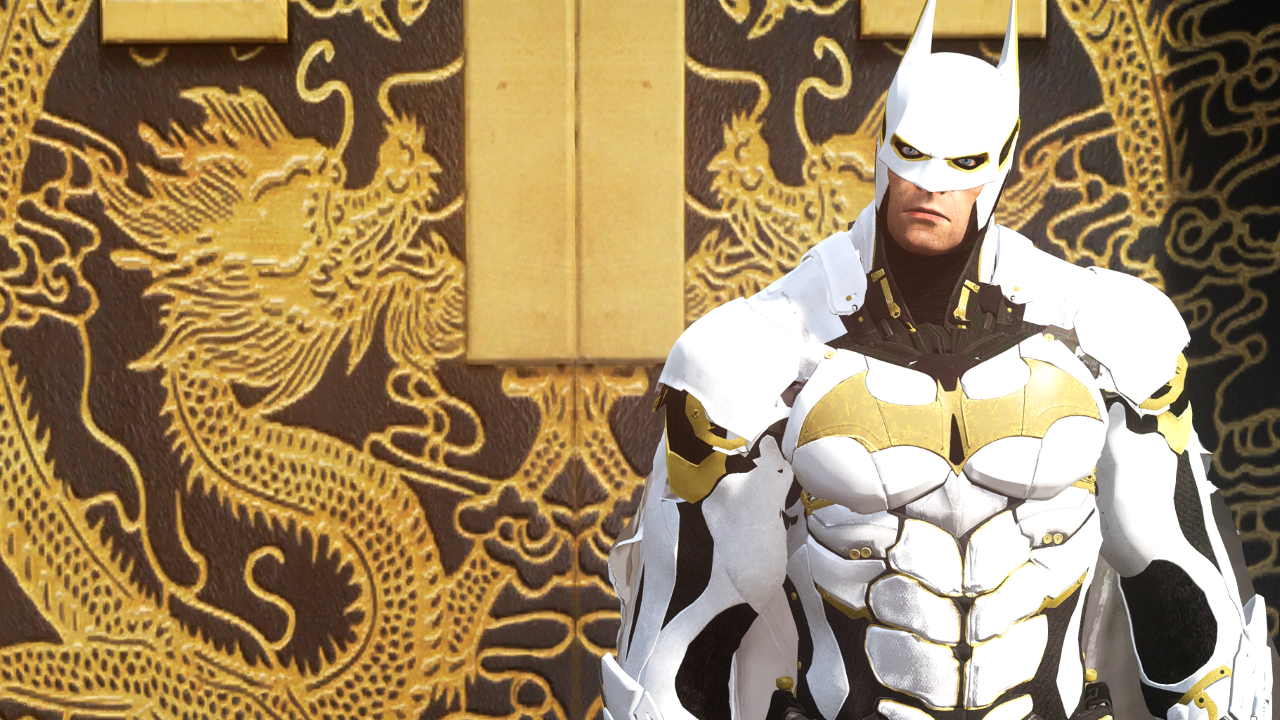 Batman Arkham Knight v8 Suit White Gold and Black Recolor 