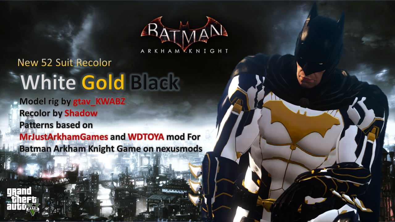 Batman New 52 Suit White - Gold - Black Recolor 