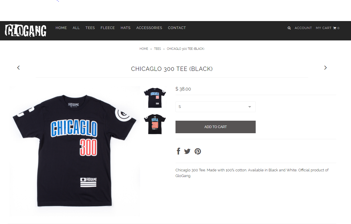Chief Keef / Glo Gang : Chicaglo 300 T-Shirt (Black 