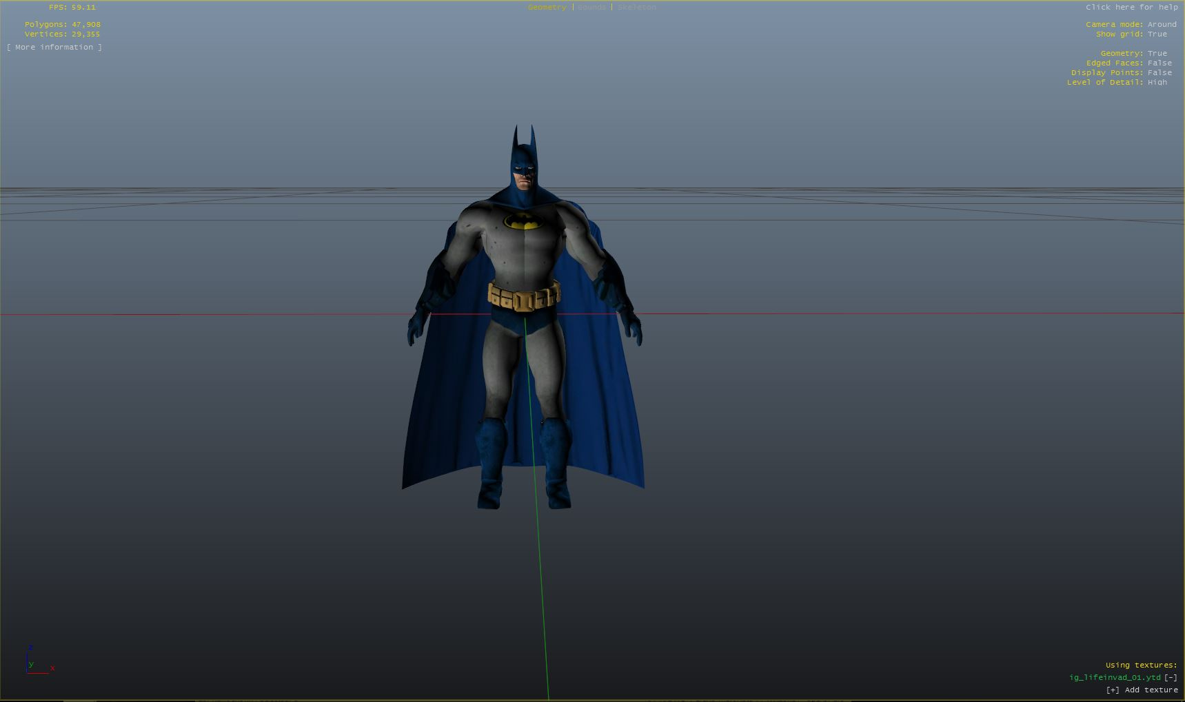 Classic Blue Batman Re-Texture with unmasked batman [addon-ped] -  