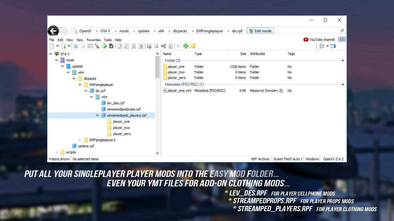 EMFsp] Easy Mod Folder for SP Player Mods 