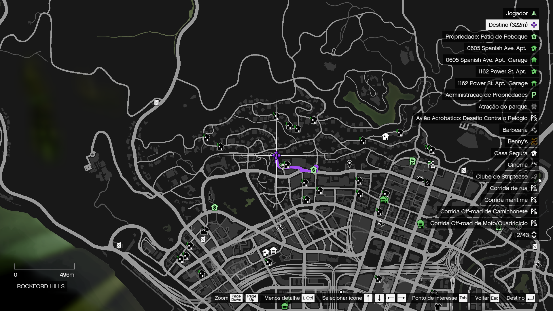 O mapa de carros em GTA 5