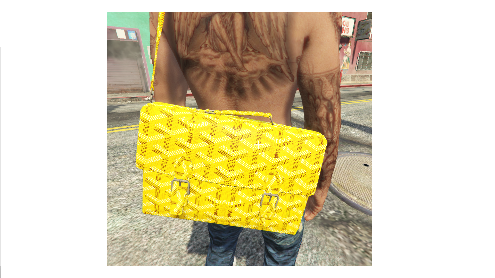 yellow goyard messenger bag