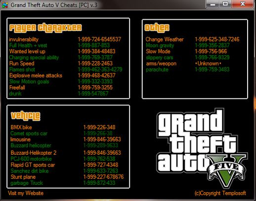 Cheats for GTA 5 - for all Grand Theft Auto games by Cai GuangShao