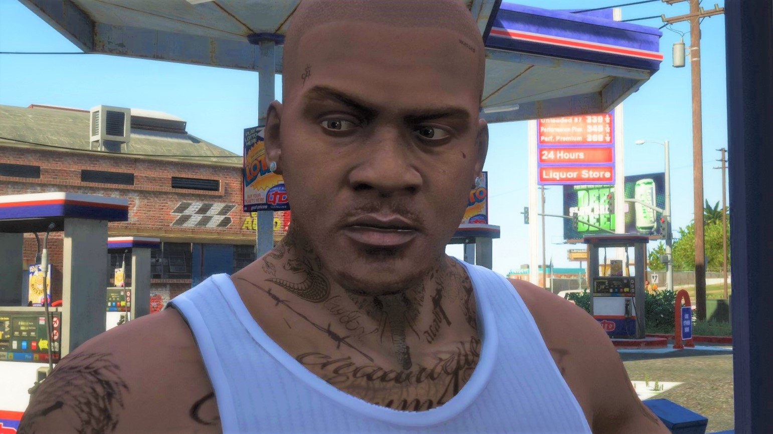 Improved Franklin w/ face- and neck tattoos 