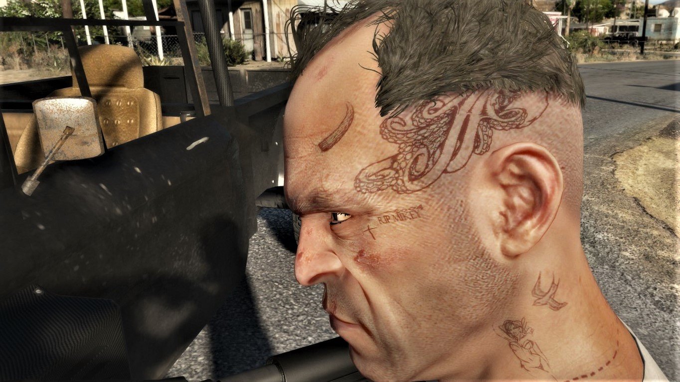 Billy Greys skull face tattoo for Trevor 10  GTA 5 mod