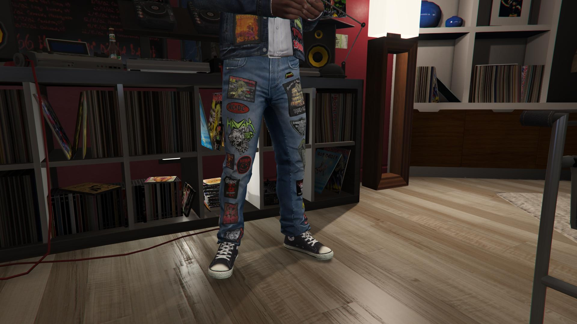 Jean with patchs of metal/rock bands - GTA5-Mods.com