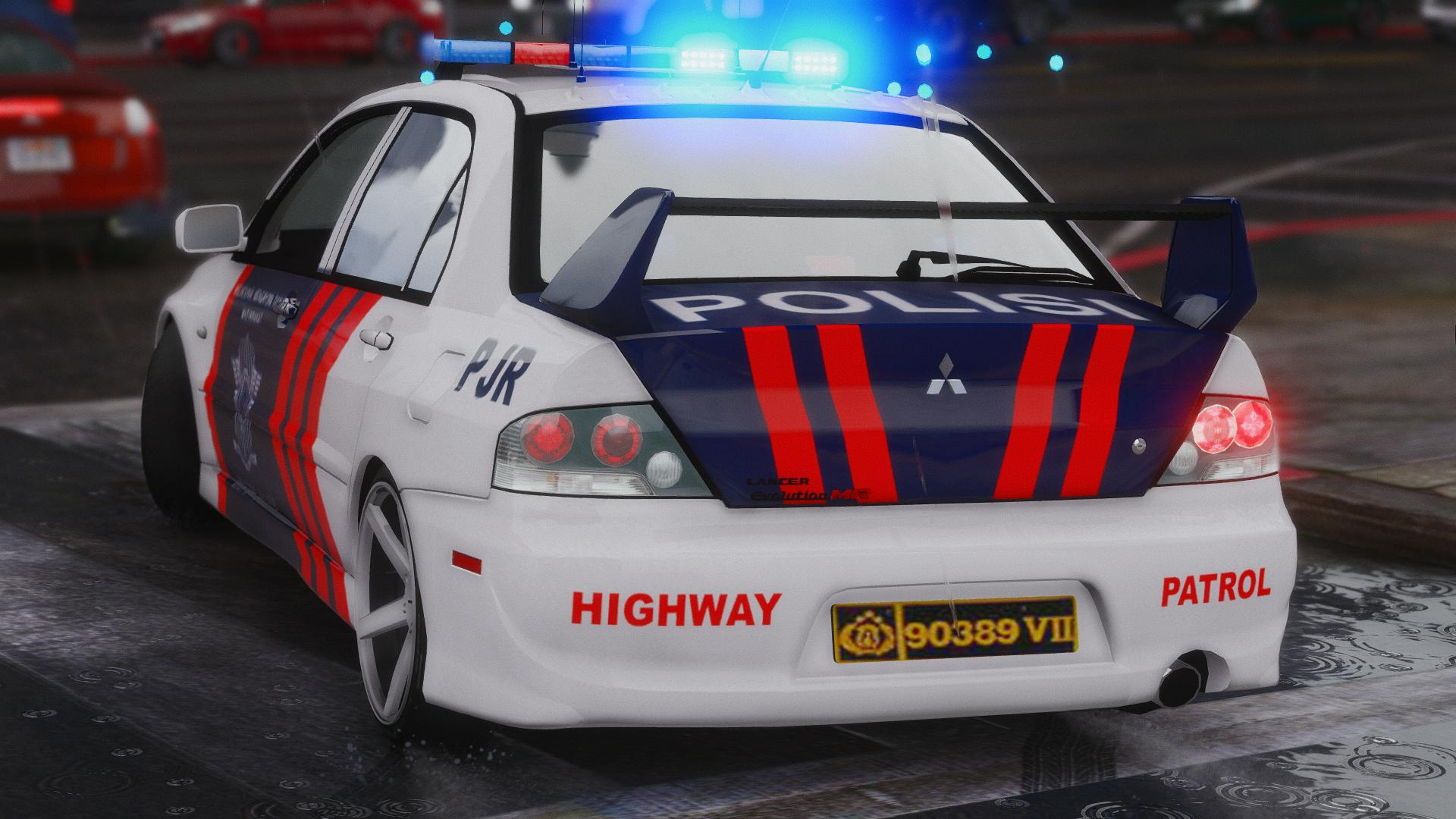 Mitsubishi Evo IX Indonesian Police PJR GTA5 Modscom