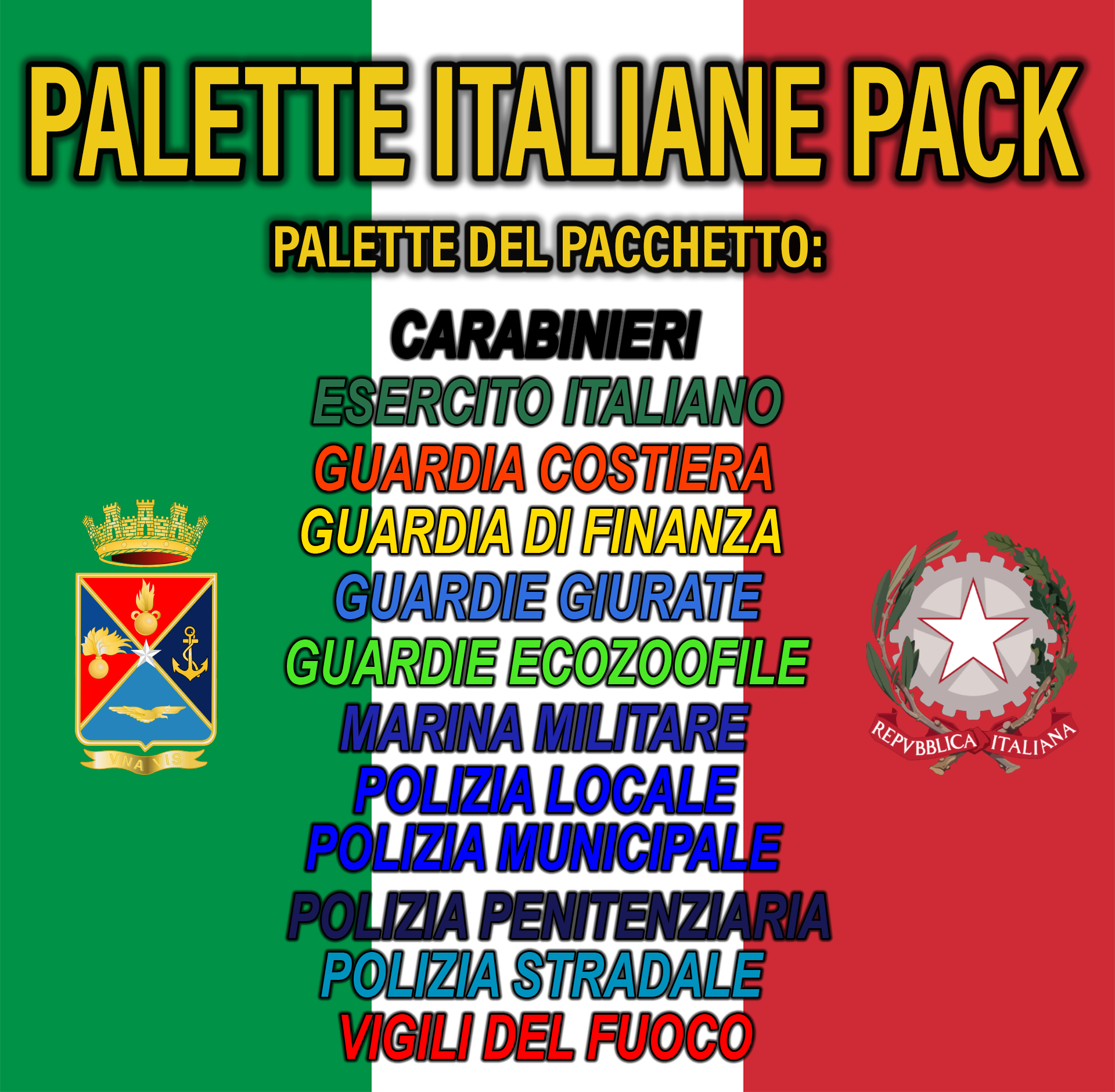 Palette Italiane Pack  Paletta - FF.OO. FF.AA. Servizi D'emergenza [ITA] -  GTA5-Mods.com
