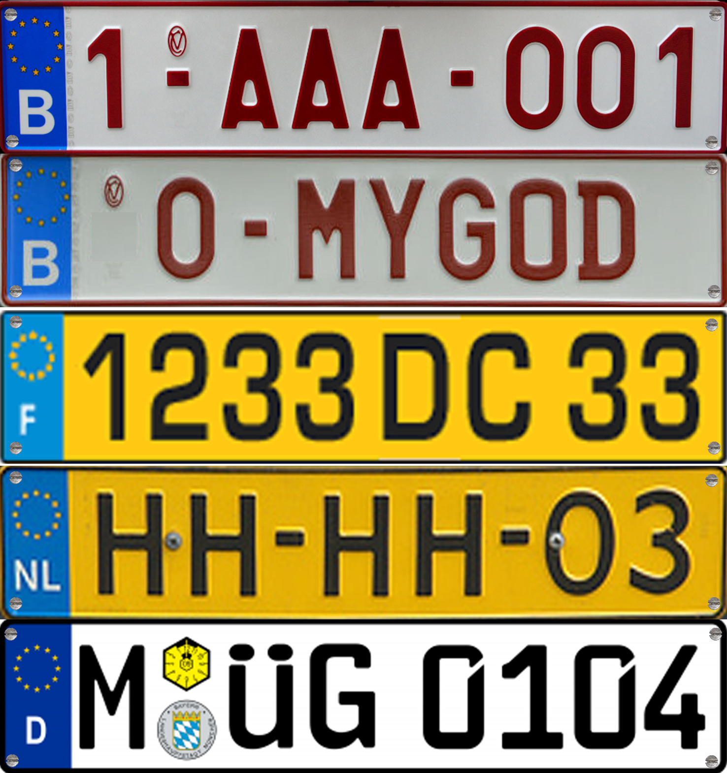 Real Europe Number Plates - 0