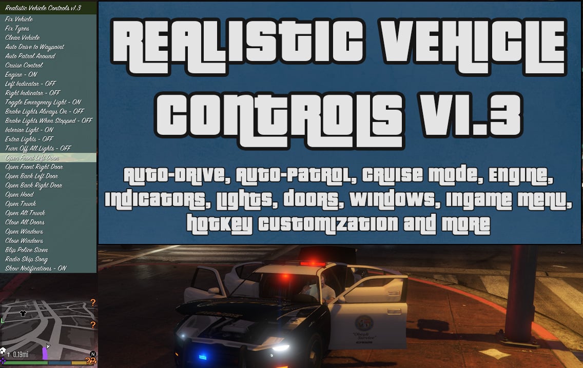 Realistic Vehicle Controls LUA (in-game menu + hotkeys) - GTA5-Mods.com