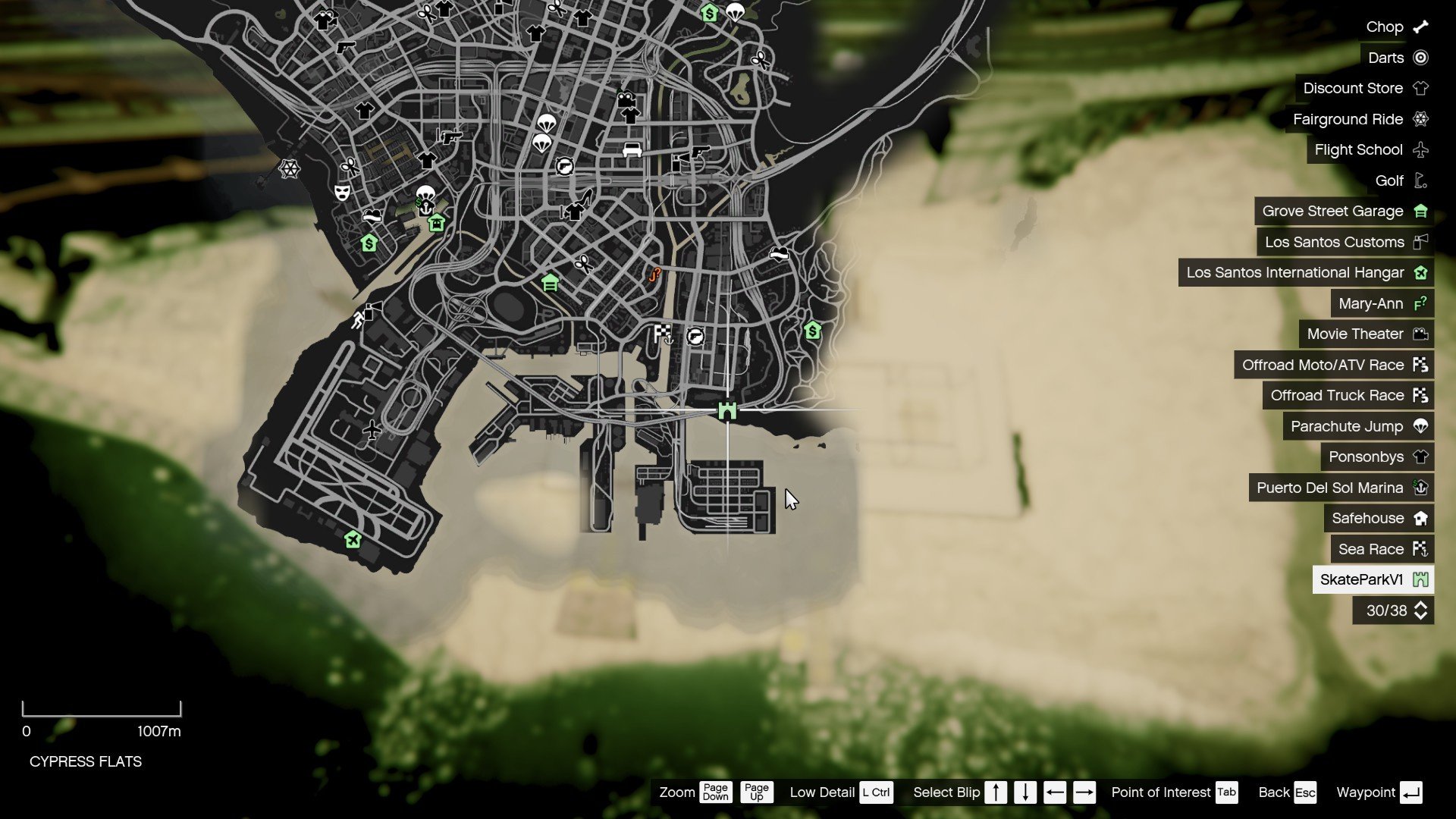 Where is the skatepark on the GTA 5 Map?