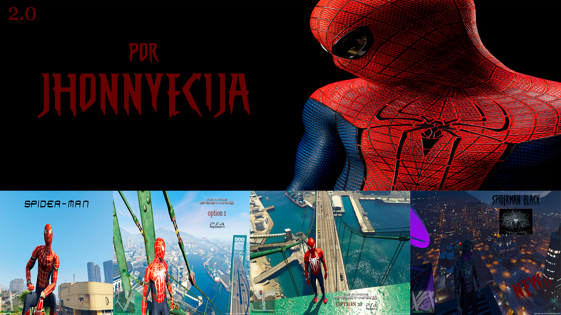 Spiderman, Spiderman PS4 and Spiderman Black 