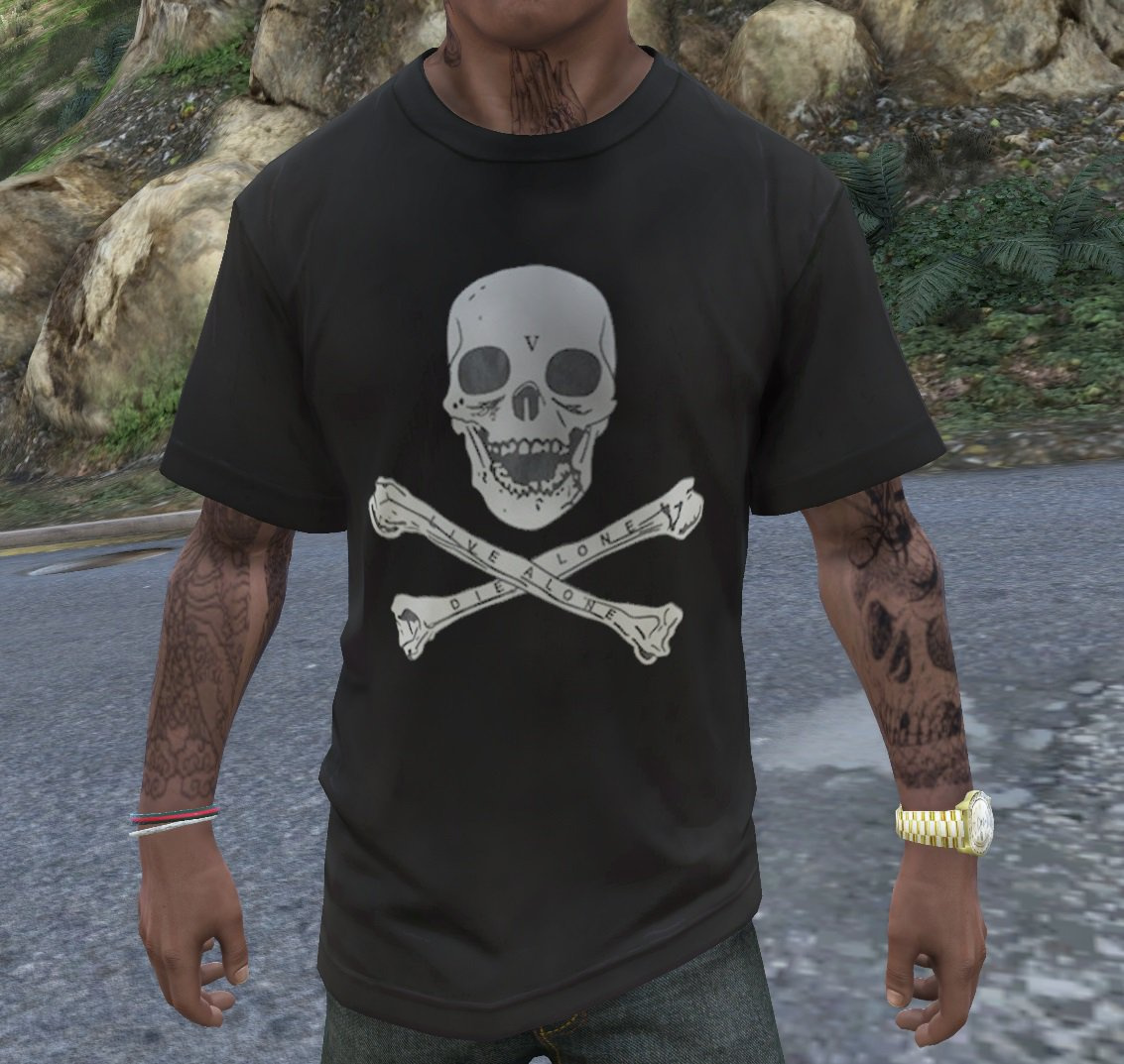 VLONE skull and bones Black T-Shirt - GTA5-Mods.com