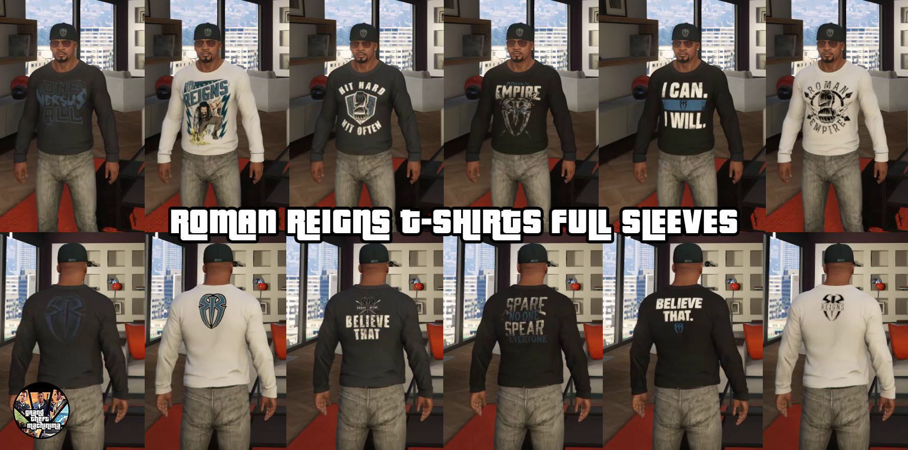 WWE Roman Reigns Apparel Pack with Hats for Franklin - GTA5-Mods.com